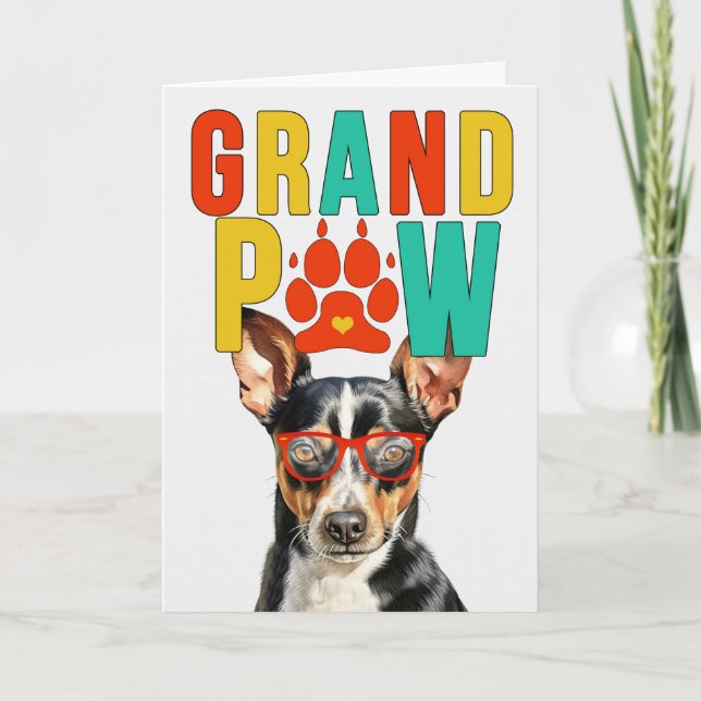 Cartes Pour Fêtes Annuelles GranPAW Rat Terrier Chien Funny Grand-parents Day (Devant)