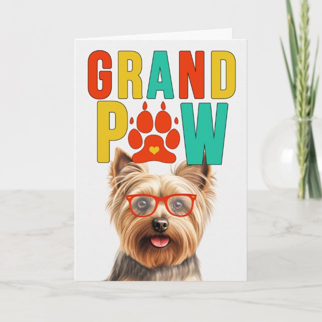 Cartes Pour Fêtes Annuelles GranPAW Silky Terrier Dog Funny Grand-parents Day (Devant)