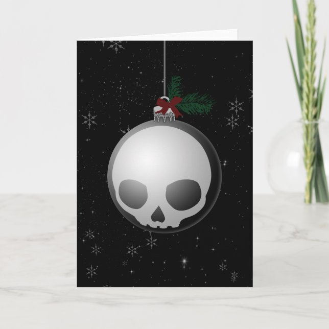 Cartes Pour Fêtes Annuelles Graphique d'ornement de Noël crâne (Devant)