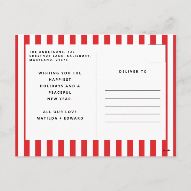 Cartes Pour Fêtes Annuelles Graphique moderne minima Noël rouge et blanc (Dos)