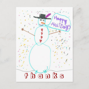Cartes Pour Fêtes Annuelles Graphismes de Karate Kat bonhomme de neige remerci