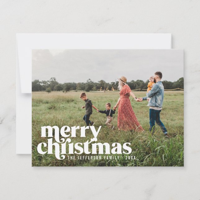 Cartes Pour Fêtes Annuelles Gras Blanc Joyeux Noël (Devant)