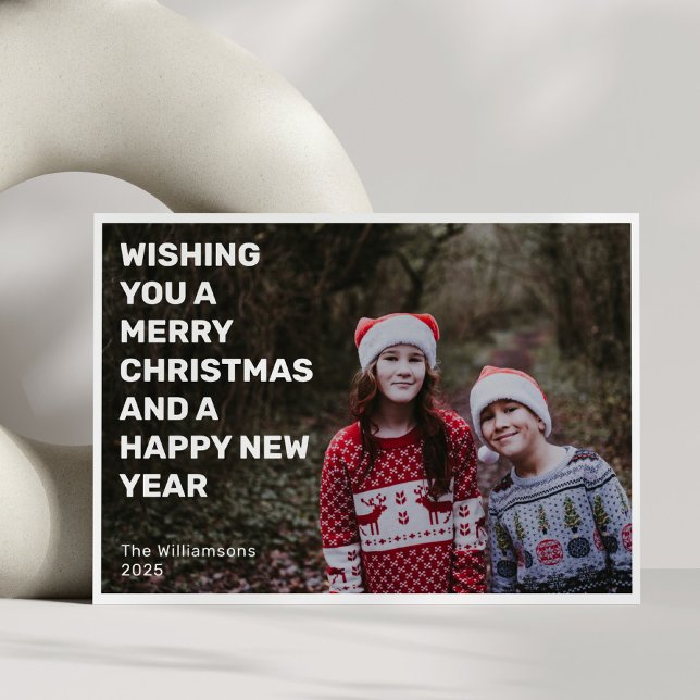 Cartes Pour Fêtes Annuelles Gras blanc superposer deux photos Joyeux Noël (Créateur téléchargé)
