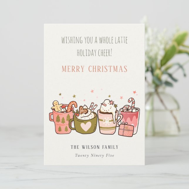 Cartes Pour Fêtes Annuelles Gras Drôle Café en latte entier Joyeux Noël (Debout devant)