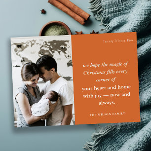 Cartes Pour Fêtes Annuelles Gras Dusky Rustic Minimal 1 Photo Rust Noël