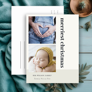 Cartes Pour Fêtes Annuelles Gras Minimal 2 Photo Noir le plus joli Noël