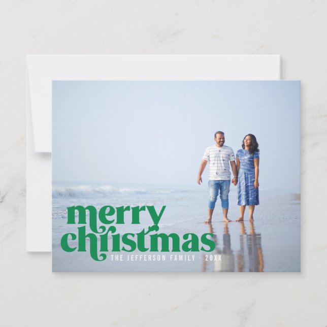 Cartes Pour Fêtes Annuelles Gras Vert Joyeux Noël (Devant)