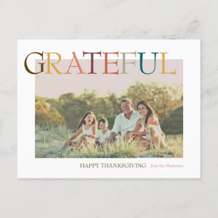 Cartes Pour Fêtes Annuelles Grateful Thanksgiving photo minimaliste