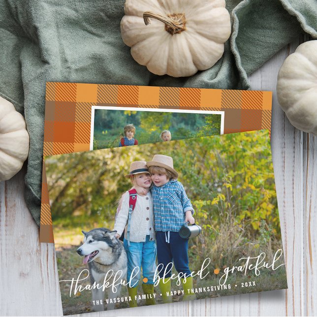 Cartes Pour Fêtes Annuelles Gratitude abondante Thanksgiving Photos (Abundant Gratitude Thanksgiving Photos Holiday Card)