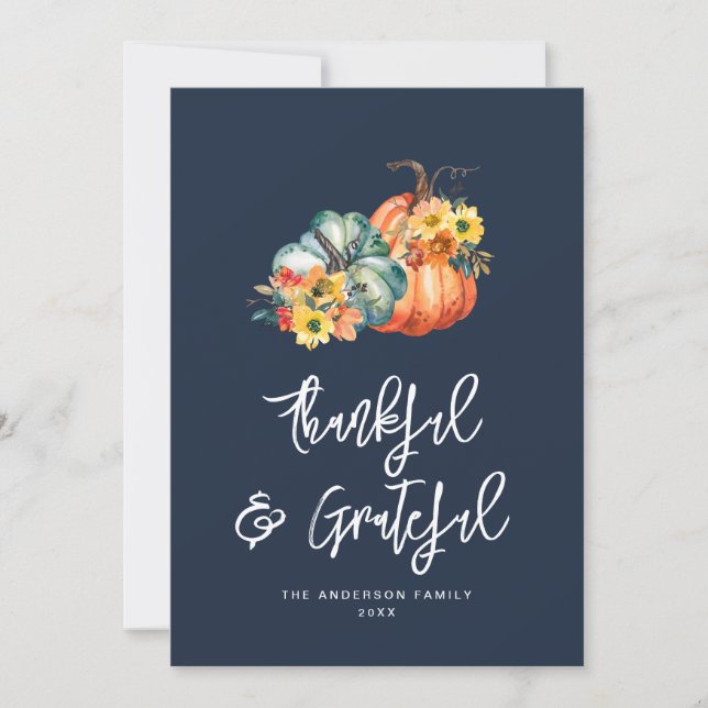 Cartes Pour Fêtes Annuelles Gratuit et reconnaissante marine bleu action de gr (Devant)