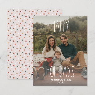 Cartes Pour Fêtes Annuelles Gray Boho Polka Dot Gradient Full Photo