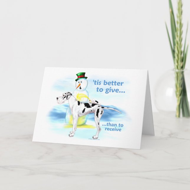Cartes Pour Fêtes Annuelles Great Dane BTG Harlequin UC (Devant)