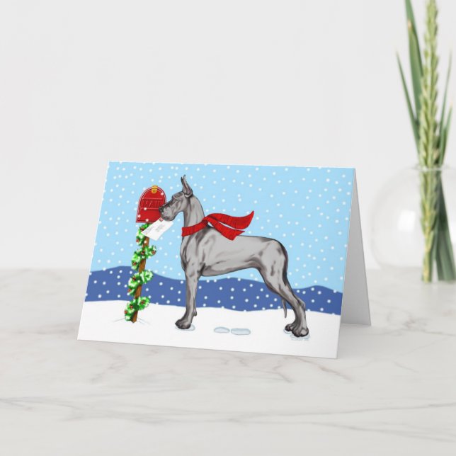 Cartes Pour Fêtes Annuelles Great Dane Christmas Mail Black (Devant)