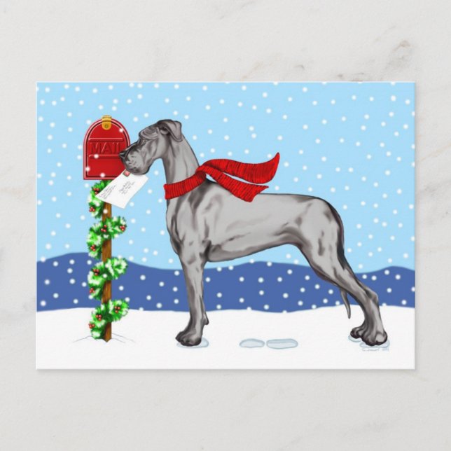 Cartes Pour Fêtes Annuelles Great Dane Christmas Mail Black UC (Devant)