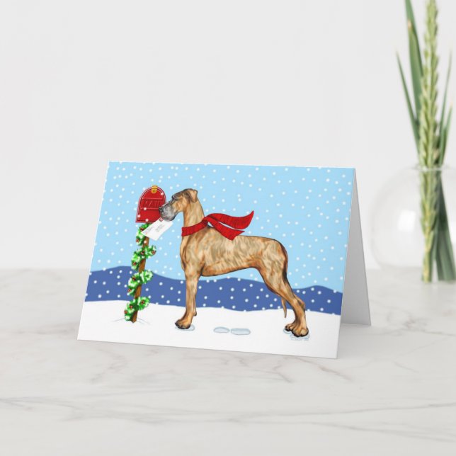 Cartes Pour Fêtes Annuelles Great Dane Christmas Mail Brindle UC (Devant)