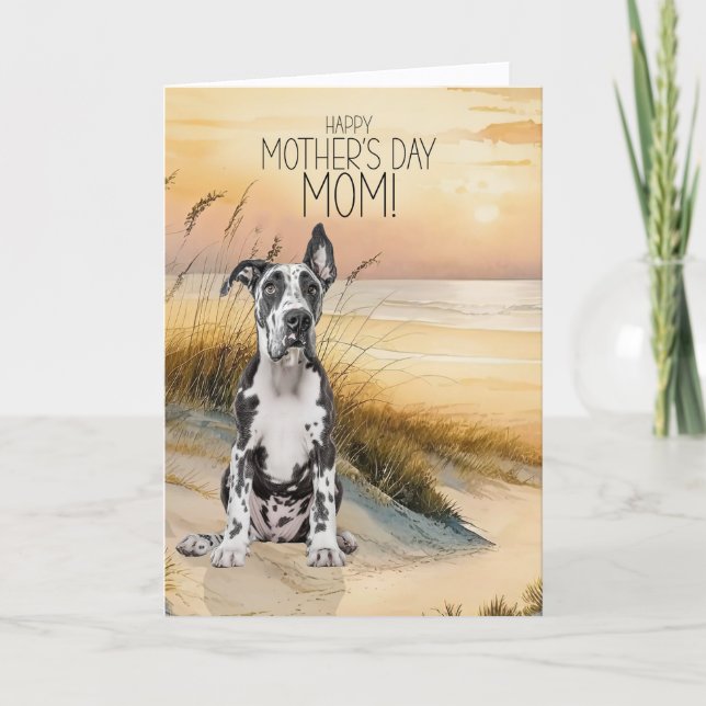 Cartes Pour Fêtes Annuelles Great Dane Dog Sunset Beach Mother's Day (Devant)
