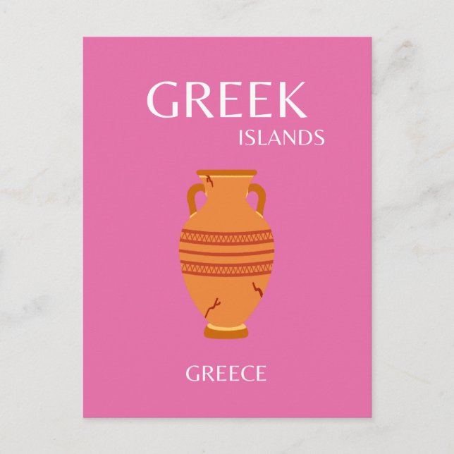 Cartes Pour Fêtes Annuelles Grèce, Travel Art, Preppy, Rose (Devant)