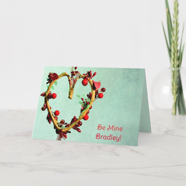 Cartes Pour Fêtes Annuelles Green Be Mine Pour Lui Léger Coeur Valentines (Devant)