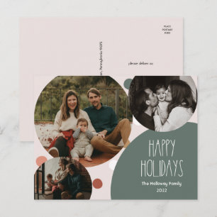 Cartes Pour Fêtes Annuelles Green Boho Polka Dot Joyeuses Vacances Trois Photo