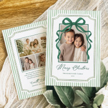 Green Bow Stripe Christmas Photo