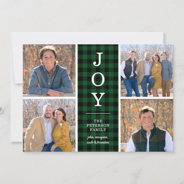 Cartes Pour Fêtes Annuelles Green Buffalo Check 4 Photo (Devant)