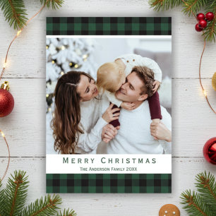 Cartes Pour Fêtes Annuelles Green Buffalo Plaid Russe Joyeux Noël Photo