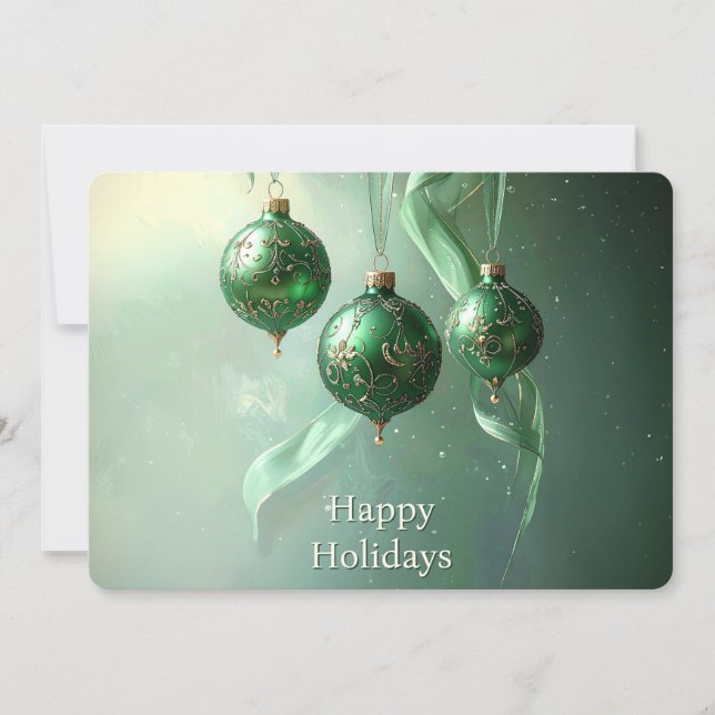 Cartes Pour Fêtes Annuelles Green Christmas Ball Holiday Card (Devant)