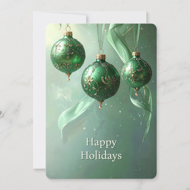 Cartes Pour Fêtes Annuelles Green Christmas Ball Holiday Card (Devant)