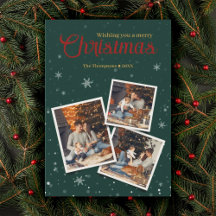 Green Christmas Flakes Photo Collage