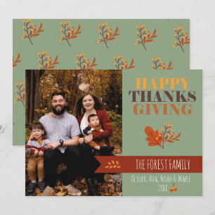 Cartes Pour Fêtes Annuelles Green Fall Thanksgiving Photo Custom