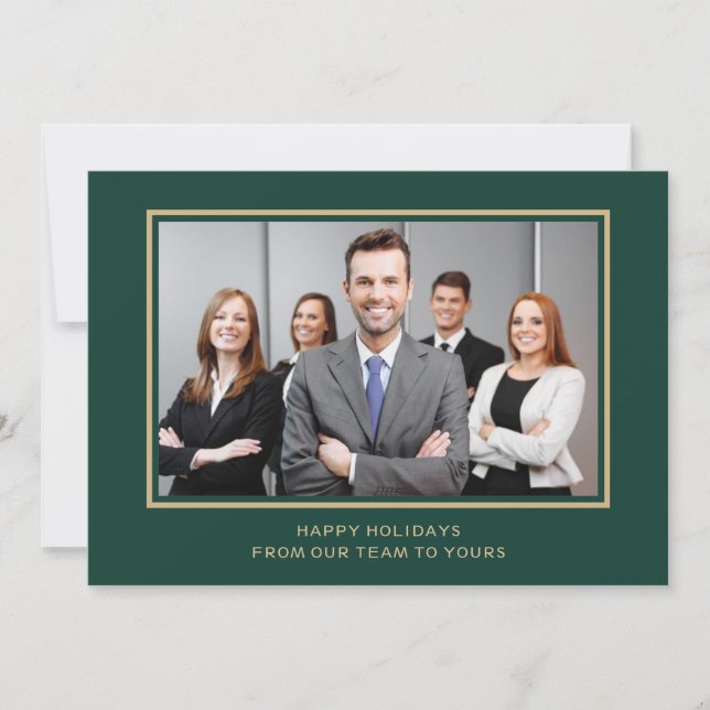 Cartes Pour Fêtes Annuelles Green Gold Corporate Business (Devant)