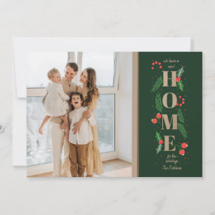 Cartes Pour Fêtes Annuelles Green Holly Nouvelle maison pour les vacances Phot