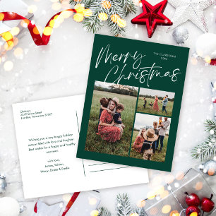 Cartes Pour Fêtes Annuelles Green Joyeux Noël Calligraphie Script 3 Photo
