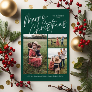 Cartes Pour Fêtes Annuelles Green Joyeux Noël Calligraphie Script 3 Photo