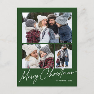 Cartes Pour Fêtes Annuelles Green Joyeux Noël Calligraphie Simple 3 Photo