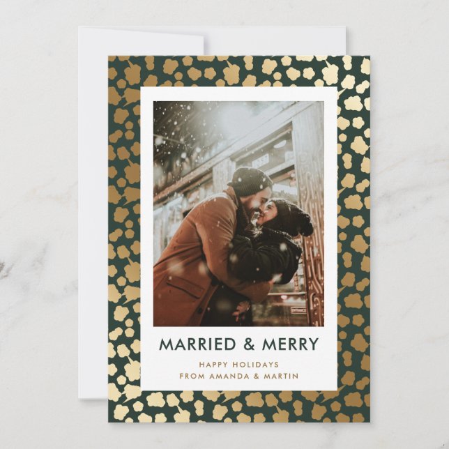Cartes Pour Fêtes Annuelles Green Married et Joyeux photo (Devant)
