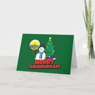 Cartes Pour Fêtes Annuelles Green Merry Chrismukkah Juif et Noël