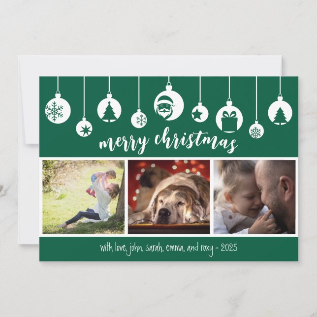 Cartes Pour Fêtes Annuelles Green Merry Christmas Hanging Ornament Photo (Devant)