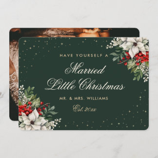 Cartes Pour Fêtes Annuelles Green Photo First Married Christmas Wedding