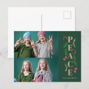 Cartes Pour Fêtes Annuelles Green Pine Holly Berries Paix photo multiple