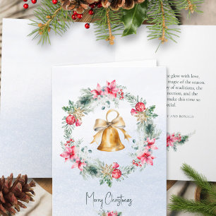 Cartes Pour Fêtes Annuelles Green Red Gold Bell Snowflake Noël Wath