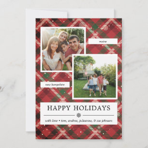 Cartes Pour Fêtes Annuelles Green Red Plaid 2 Photos
