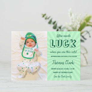 Cartes Pour Fêtes Annuelles green st patrick's day baby announcement  photo