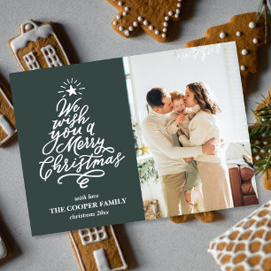 Cartes Pour Fêtes Annuelles Green Tree Joyeux Noël Photo de famille