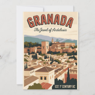 Cartes Pour Fêtes Annuelles Grenade Espagne Rétro Ciel Ville Voyage