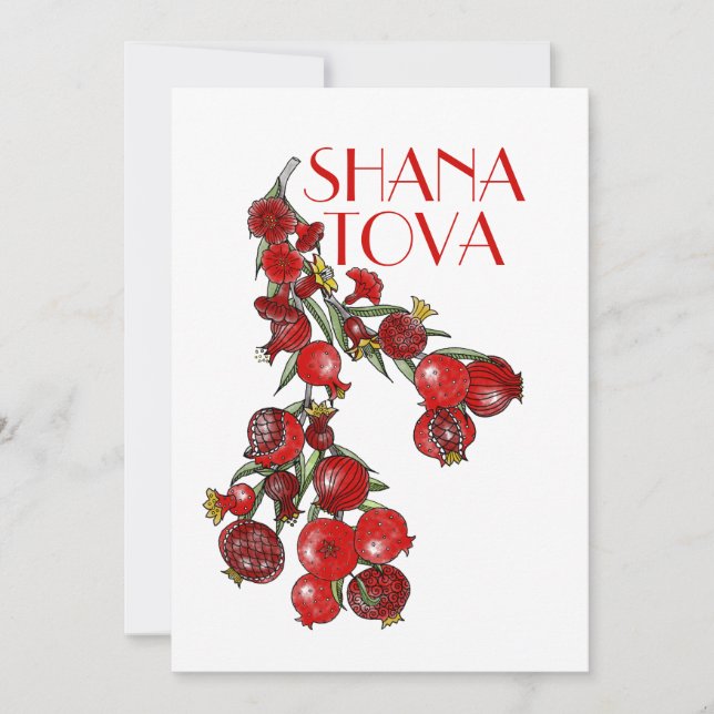 Cartes Pour Fêtes Annuelles Grenades de Roch Hachana  (Devant)