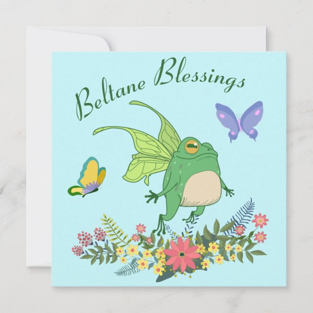 Cartes Pour Fêtes Annuelles Grenouille de fée Bienheureux Beltane Wicca Sabbat (Devant)