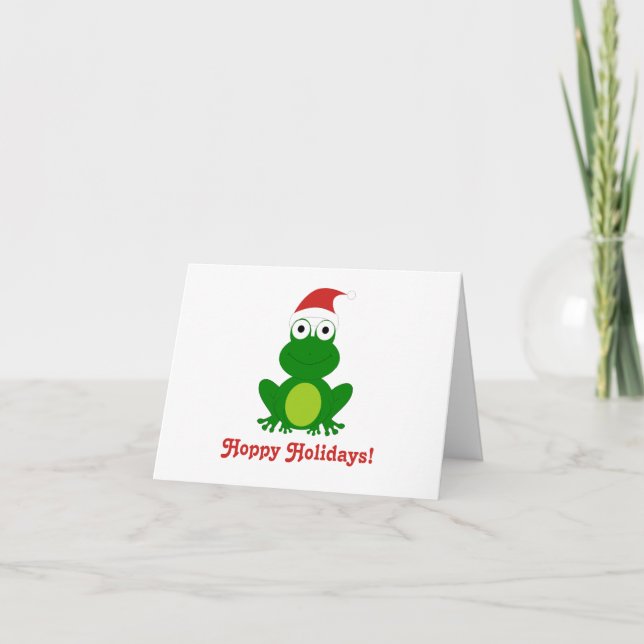 Cartes Pour Fêtes Annuelles Grenouille de houblon de Père Noël de vacances (Devant)