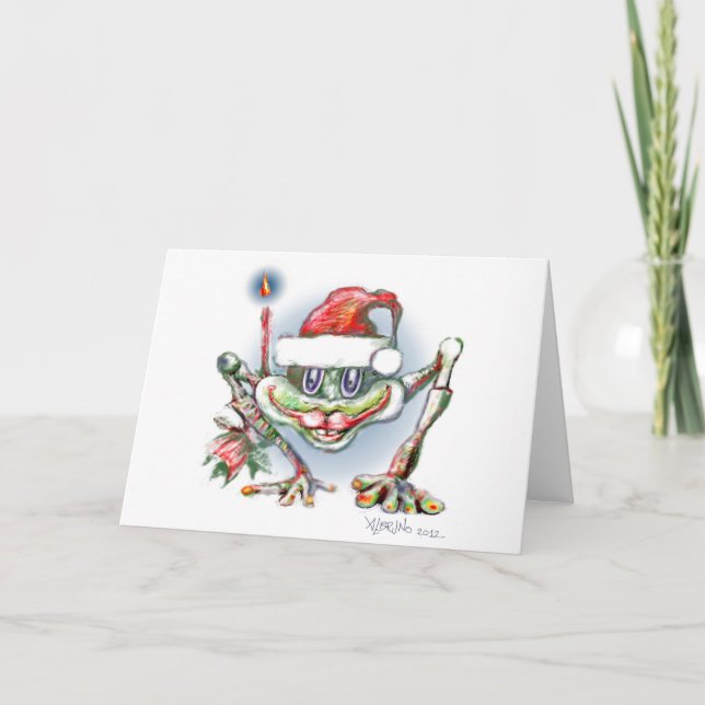 Cartes Pour Fêtes Annuelles * Grenouille de Joyeux Noël par Albruno * (Devant)