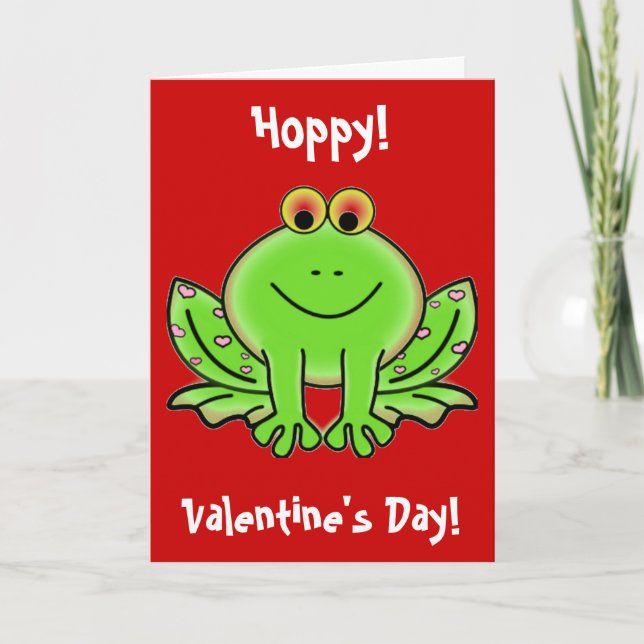Cartes Pour Fêtes Annuelles Grenouille de la Saint-Valentin aux coeurs roses (Devant)